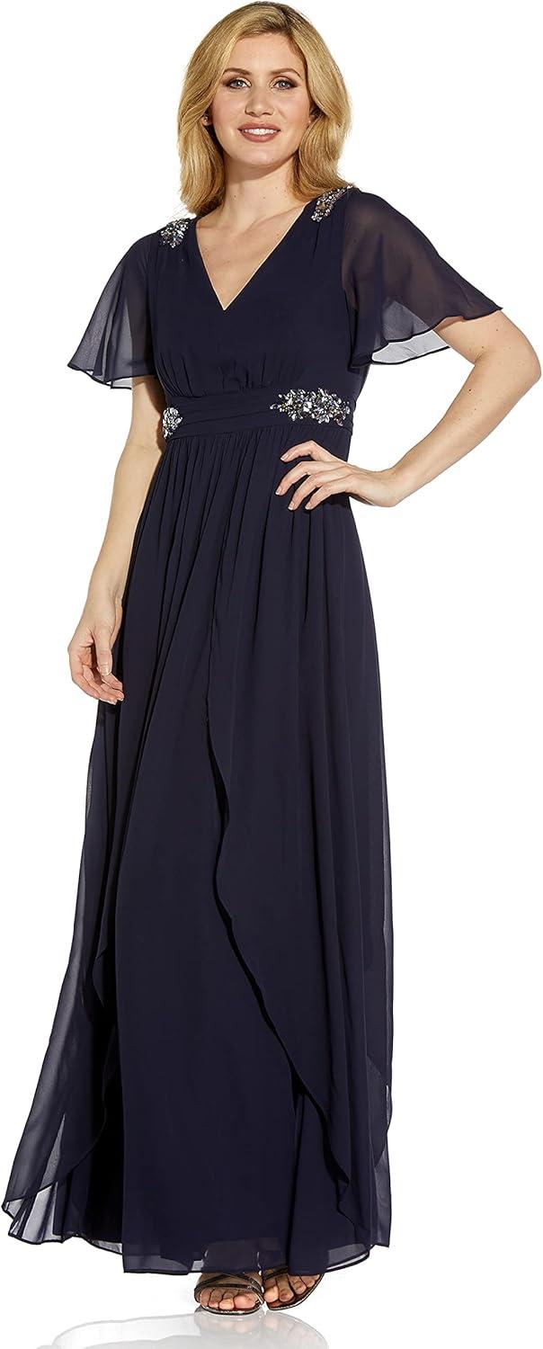 image:imageAdrianna Papell Womens Embellished Chiffon GownMidnight