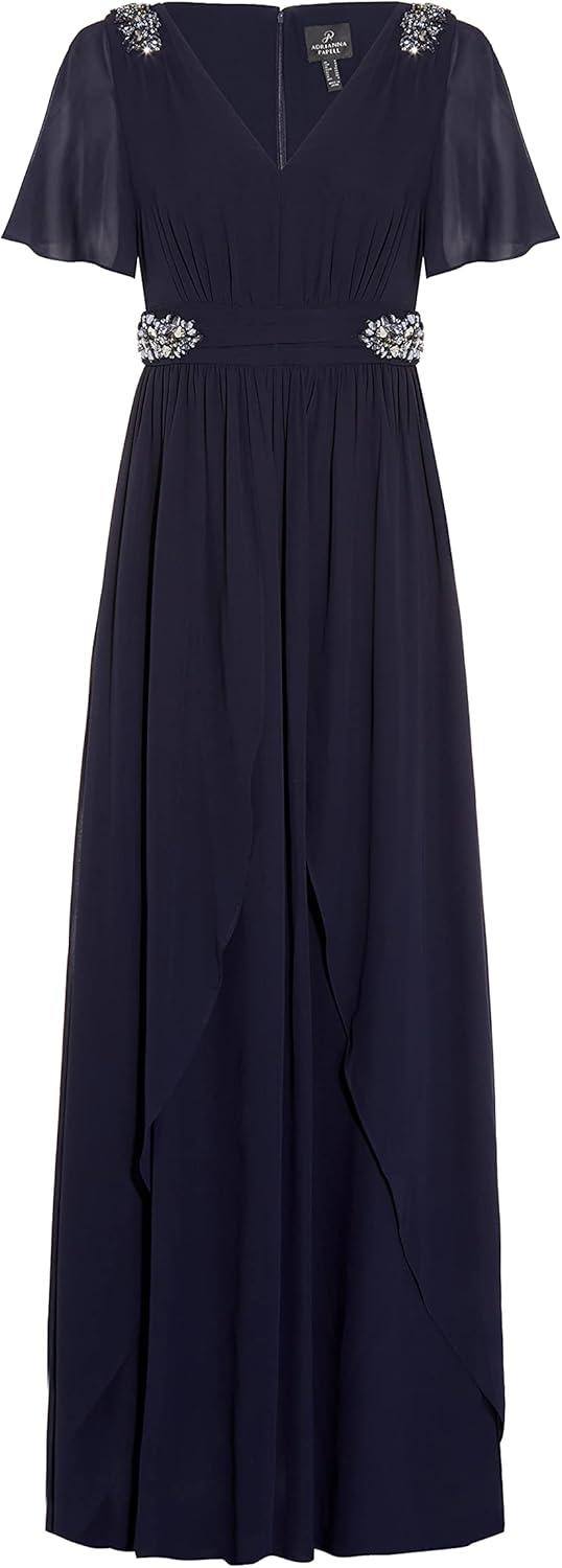 image:imageAdrianna Papell Womens Embellished Chiffon GownMidnight
