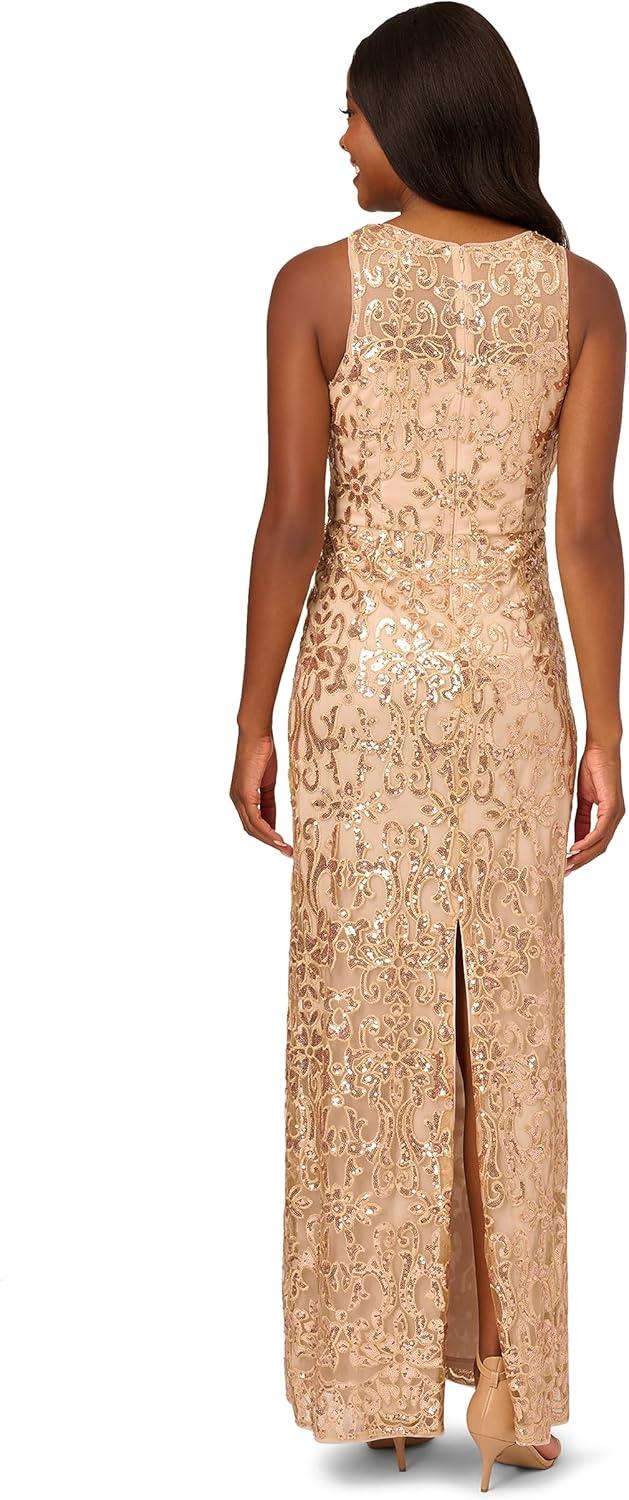 image:imageAdrianna Papell Womens Sequin Embroidery GownChampagne