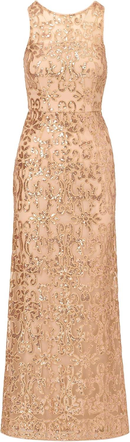 image:imageAdrianna Papell Womens Sequin Embroidery GownChampagne