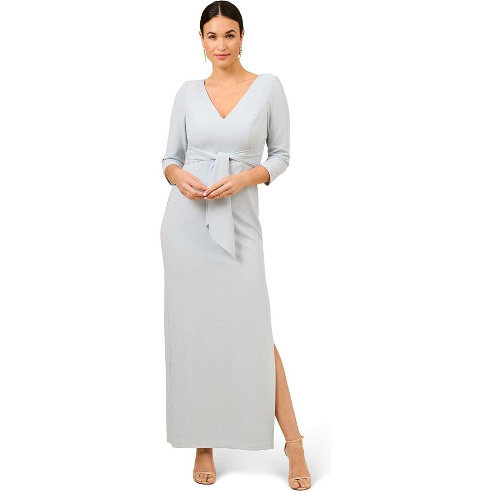 image:imageAdrianna Papell Womens Metallic Knit Tie Front GownSkyway