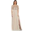 Adrianna Papell Women’s Bead and Chiffon Dress(Biscotti)