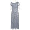 Adrianna Papell Women’s Beaded Gown with Short Sleeves(Green Granite)