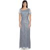 Adrianna Papell Women’s Beaded Gown with Short Sleeves(Green Granite)