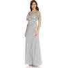 Adrianna Papell Women’s Beaded Mermaid Gown(Blue Heather)