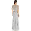 Adrianna Papell Women’s Beaded Mermaid Gown(Blue Heather)
