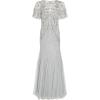 Adrianna Papell Women’s Beaded Mermaid Gown(Blue Heather)