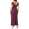Adrianna Papell Women’s Beaded Short Sleeve Gown(Cassis)
