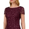 Adrianna Papell Women’s Beaded Short Sleeve Gown(Cassis)