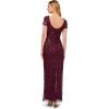 Adrianna Papell Women’s Beaded Short Sleeve Gown(Cassis)