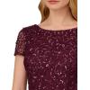 Adrianna Papell Women’s Beaded Short Sleeve Gown(Cassis)