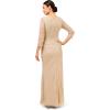 Adrianna Papell Women’s Long Sleeve Beaded Long Gown with Starburst Bead Pattern(Biscotti)