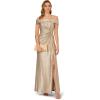 Adrianna Papell Womens Off Shoulder Metallic Gown(Light Gold)