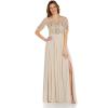 Adrianna Papell Women’s Bead and Chiffon Dress(Biscotti)