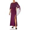 Adrianna Papell Womens Chiffon Capelet Jersey Gown(Shiraz)