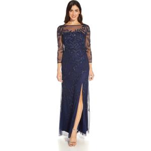 Adrianna Papell Women’s Beaded Embroidered Gown(Light Navy)