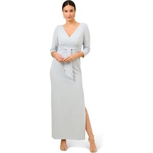 Adrianna Papell Women’s Metallic Knit Tie Front Gown(Skyway)