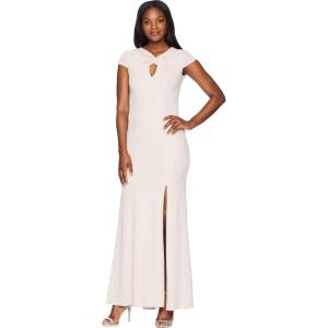 Adrianna Papell Women’s Petite Long Metallic Knit Dress with Twist(Blush)