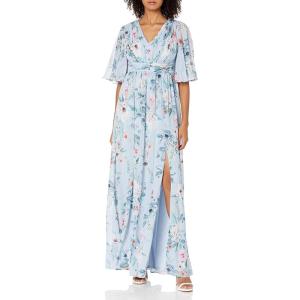 Adrianna Papell Women’s Printed Floral Chiffon Gown(Glacier Multi)