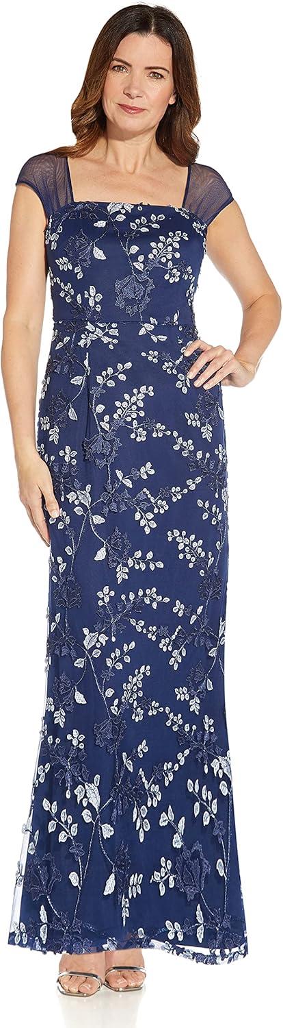 image:imageAdrianna Papell Womens 3D Embroidery Mermaid GownInkjet