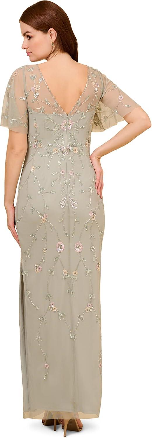 image:imageAdrianna Papell Womens Beaded Long GownFrosted Sage