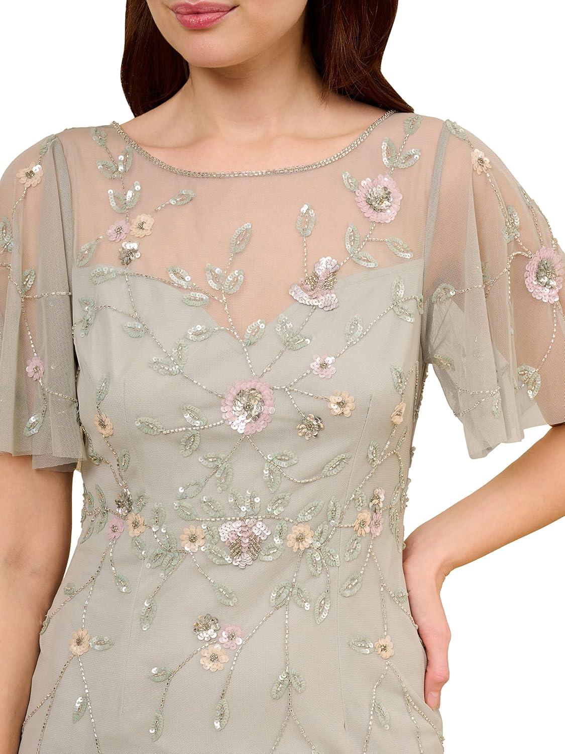 image:imageAdrianna Papell Womens Beaded Long GownFrosted Sage