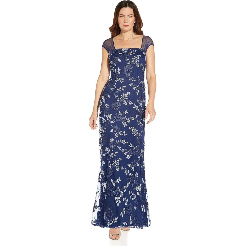 image:imageAdrianna Papell Womens 3D Embroidery Mermaid GownInkjet