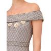 Adrianna Papell Women’s Beaded Long Gown(Silver Mist)