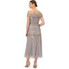 Adrianna Papell Women’s Beaded Long Gown(Silver Mist)