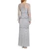 Adrianna Papell Women’s Beaded Mesh Covered Gown(Silver Mist)