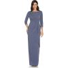 Adrianna Papell Women’s Metallic Knit Covered Gown(Steel Blue)