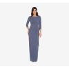 Adrianna Papell Women’s Metallic Knit Covered Gown(Steel Blue)