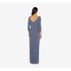 Adrianna Papell Women’s Metallic Knit Covered Gown(Steel Blue)