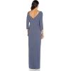 Adrianna Papell Women’s Metallic Knit Covered Gown(Steel Blue)