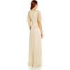 Adrianna Papell Women’s Metallic Mesh Draped Gown(Alabaster)