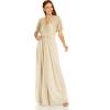 Adrianna Papell Women’s Metallic Mesh Draped Gown(Alabaster)