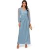 Adrianna Papell Women’s Metallic Mesh Draped Gown(Belize Blue)