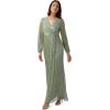 Adrianna Papell Women’s Metallic Mesh Draped Gown(Green Slate)