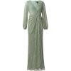 Adrianna Papell Women’s Metallic Mesh Draped Gown(Green Slate)