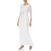 Adrianna Papell Women’s Beaded Gown with Sleeves(Cloud)