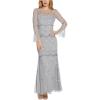 Adrianna Papell Women’s Beaded Mesh Covered Gown(Silver Mist)