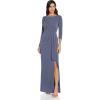 Adrianna Papell Women’s Metallic Knit Covered Gown(Steel Blue)