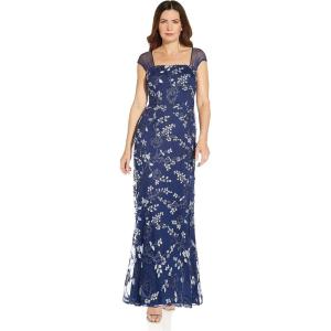 Adrianna Papell Women’s 3D Embroidery Mermaid Gown(Inkjet)