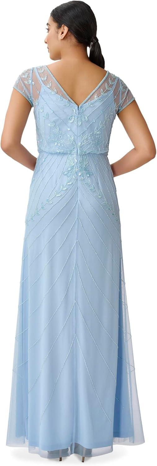 image:imageAdrianna Papell Womens Beaded Long GownElegant Sky