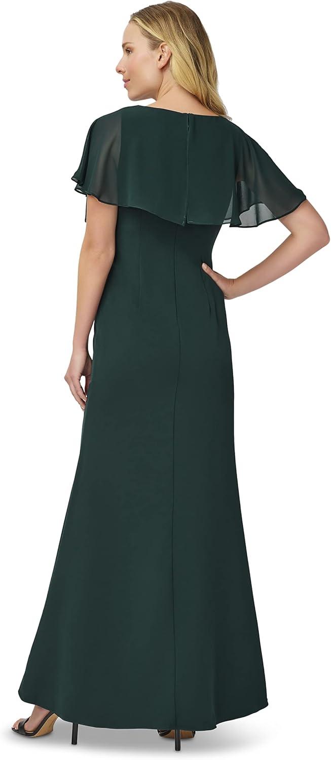 image:imageAdrianna Papell Womens Chiffon and Crepe Cascade Mermaid GownHunter