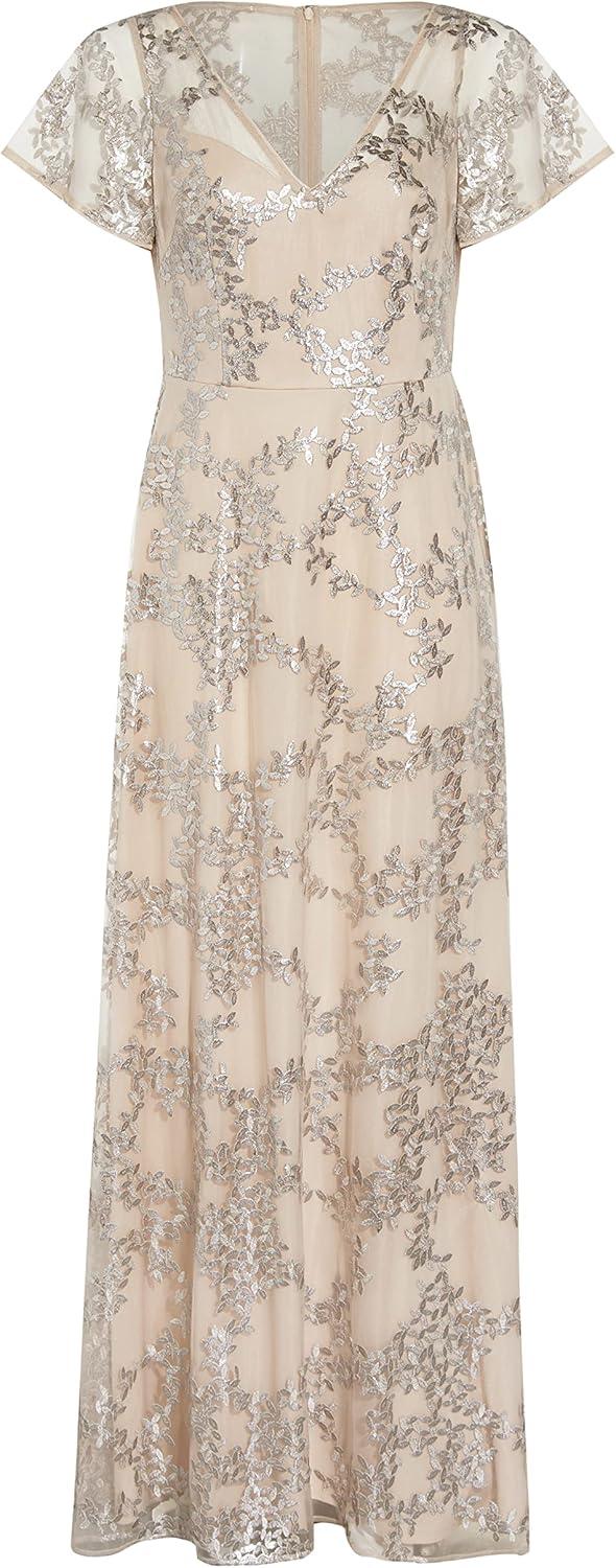 image:imageAdrianna Papell Womens Embroidered Metallic BallgownMarble
