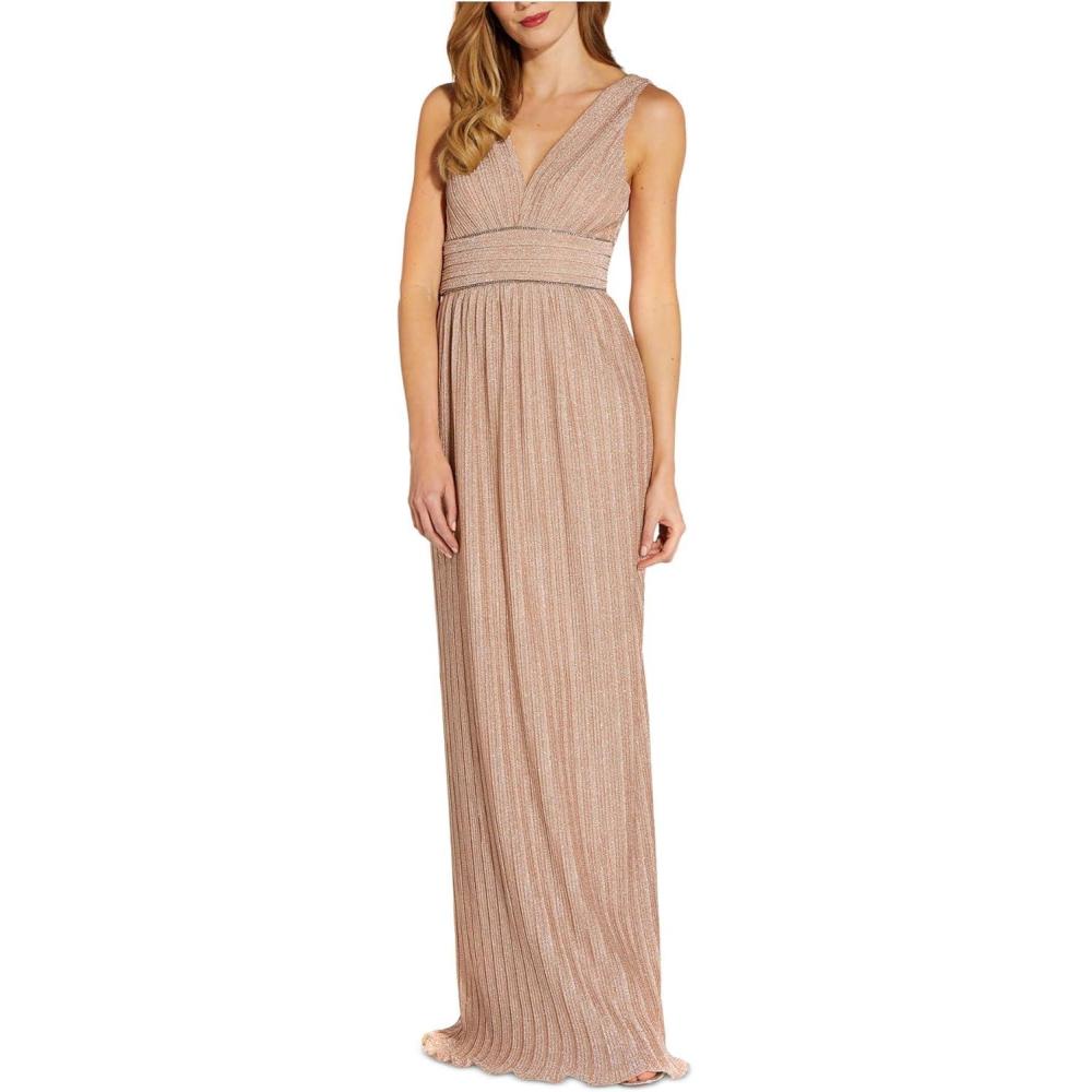 image:imageAdrianna Papell Womens Metallic Pleat BallgownRose