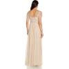 Adrianna Papell Women’s 3D Beaded Point D’esprit Gown(Biscotti)