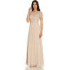 Adrianna Papell Women’s 3D Beaded Point D’esprit Gown(Biscotti)