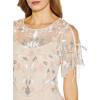 Adrianna Papell Women’s Beaded Flutter Sleeve Gown(Flaxen)